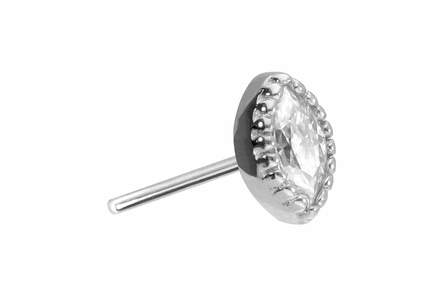 14 Karat Gold Aufsatz mit Titan Push Pin MOISSANIT-OVAL von Piercingline